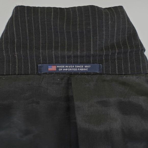 Hart Schaffner Marx Black Striped Wool 2 Button Suit Jacket 46R Tagged 48R - Picture 11 of 15